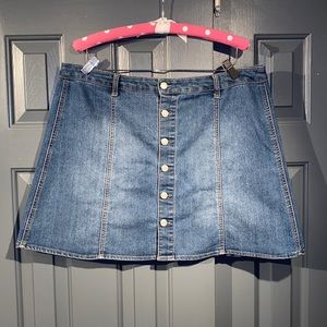 Button up stretchy jean skirt